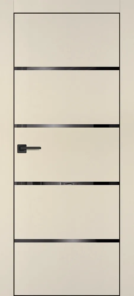 Межкомнатная дверь PX-17 черная кромка с 4-х ст. Бежевый матовый